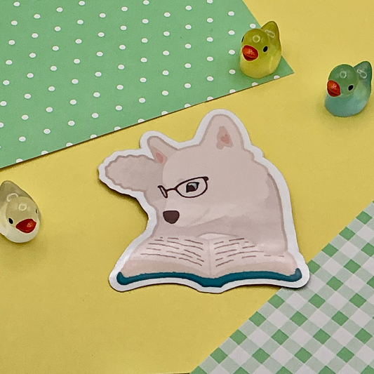 Dog Reading Sticker